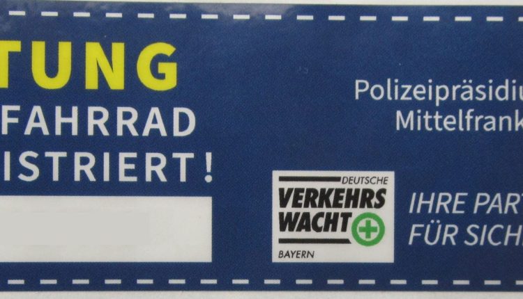 Fahrradregistrierung, Aufkleber Fahrrad registriert