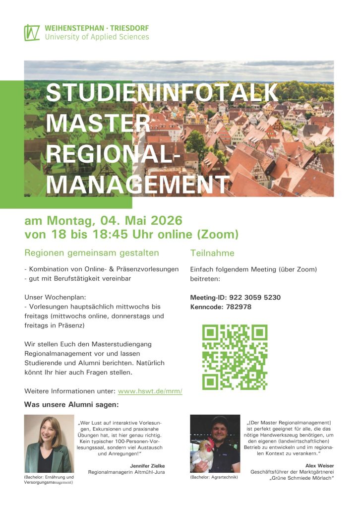 Plakat zum OnlineStudienInfotalk Master Regionalmanagement